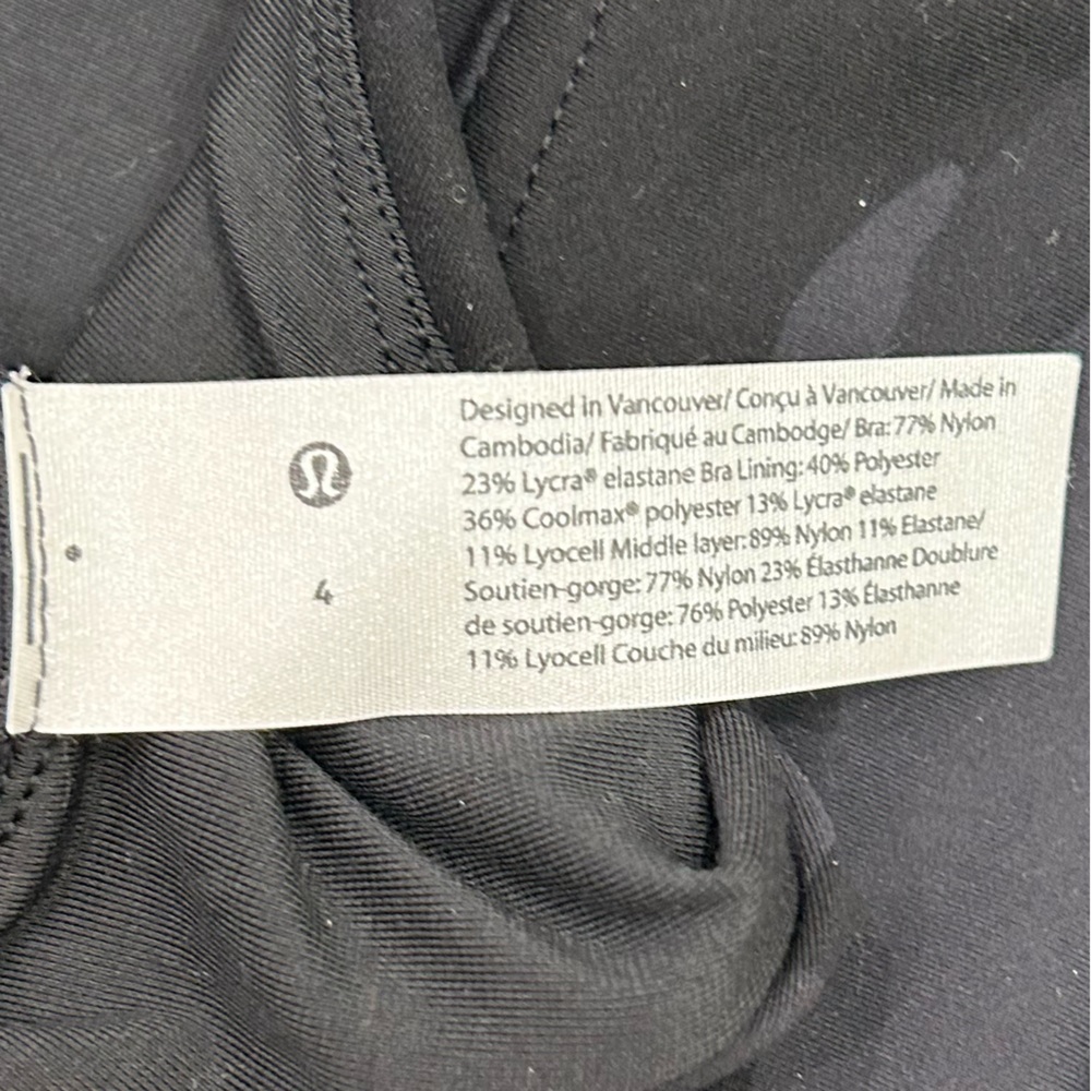 Lululemon Black Camo Wunder Train Bra Size 4 - Picture 4 of 4
